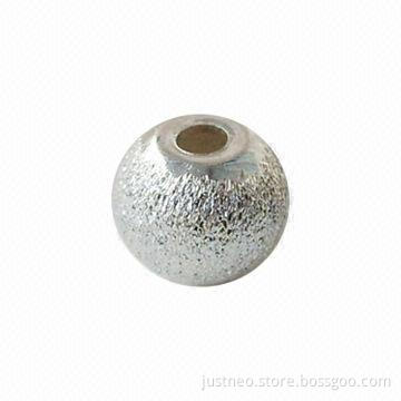 Solid 925 sterling silver round stardust beads with flat edges, 4/6mm